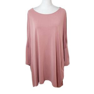 Boutique Plus Pink Oversized Top Size 2X Plus Size Pink Top with Shoulder Slits